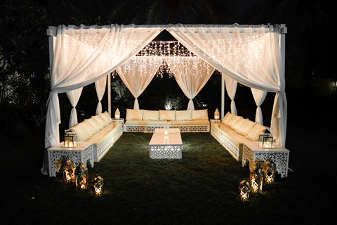 White Tent with Lights for 15 Persons