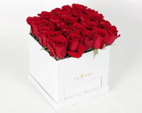 White Box with Red Rose