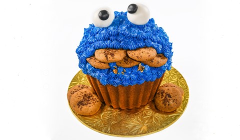 Cookie Monster Jumbo Cupcake