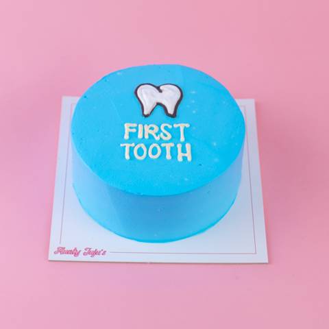 Blue First Tooth Cake