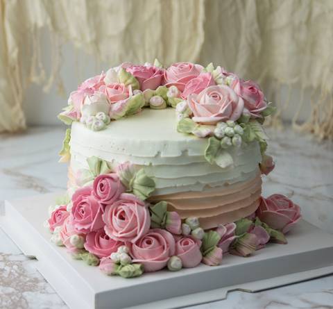 Floral Pink Vanilla Cake