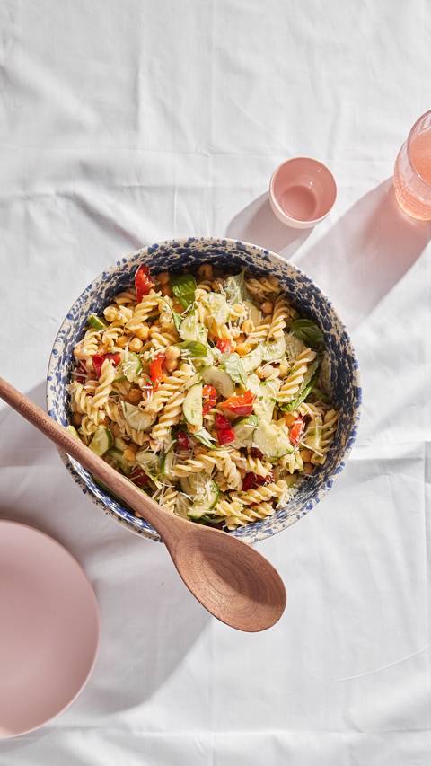Fusilli Pasta with Roasted Pepper & Chickpeas