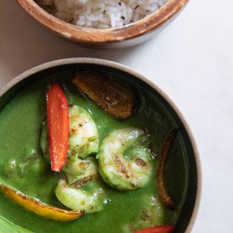 Green Shrimp Curry with Rice