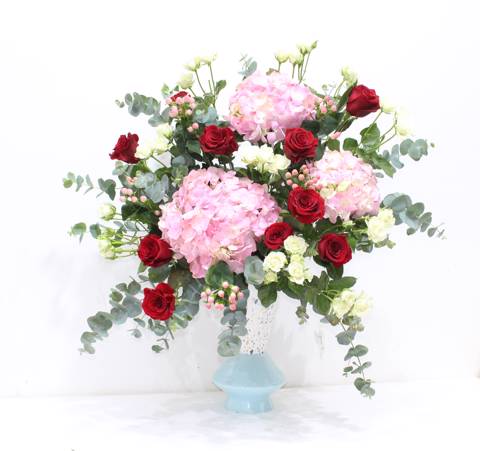 Pink Hydrangea Grand Vase