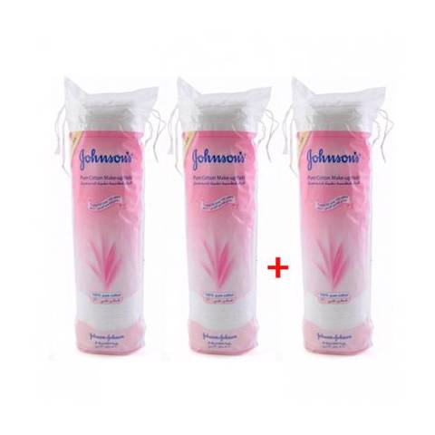 Johnson's Pure Cotton Make-Up Pads (2 + 1 Free) - 3 X 80 Pads