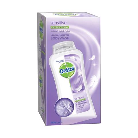 Det Shower Gel Sensitive + Puff- 250ml