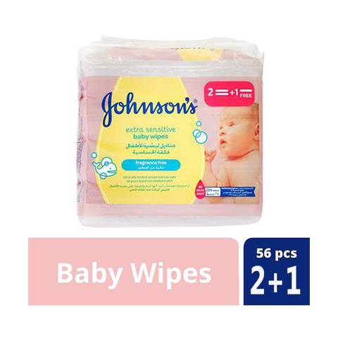 Johnson’s Baby Wipes Extra Sensitive 2+1free - 3x56's