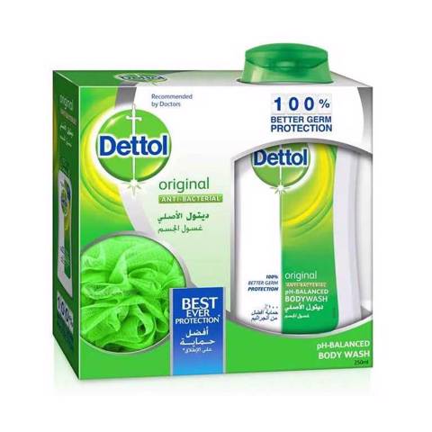 Dettol Shower Gel Origiginal 250ml + Puff