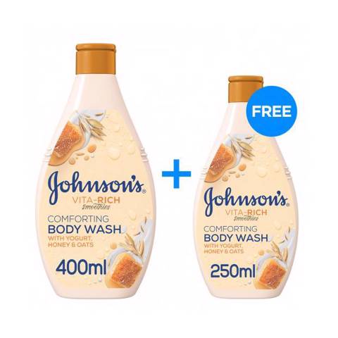 Johnson's Honey Oat&Yogurt Body Wash 400ml+250ml Free