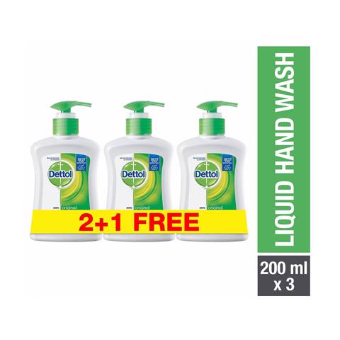 Dettol Original Anti-Bacterial Liquid Hand Wash 200ml (2+1free)