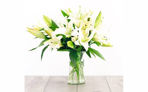 Stems White Lilies with Vase
