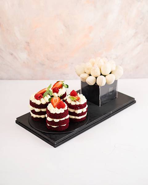 Mini Cakes & Berries Arrangement