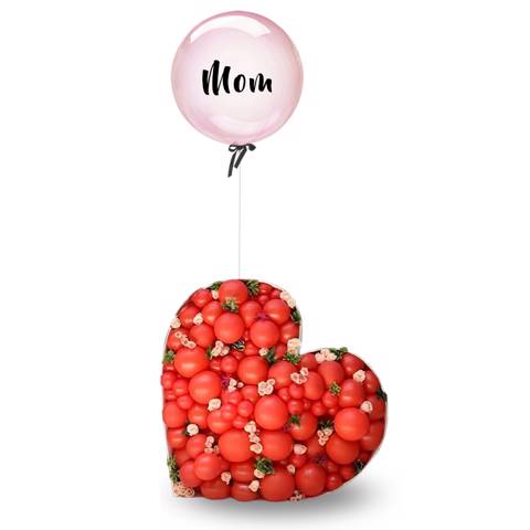 إطار قلب الأم مع زهور