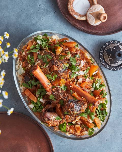 Moroccan Lamb Shanks on Herbed Rice