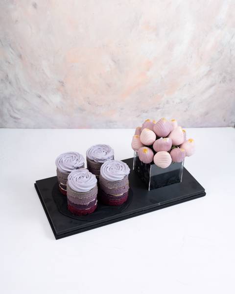 Ombre Mini Cakes & Berries Arrangement