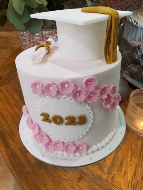 Pink Graduation Cap Cake