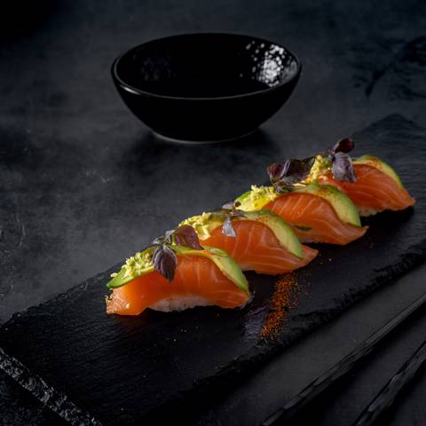 Ponzu Glaze Salmon Sushi
