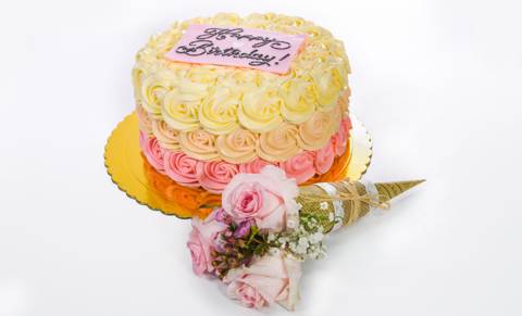 Pretty Rosette Cake with Flowers