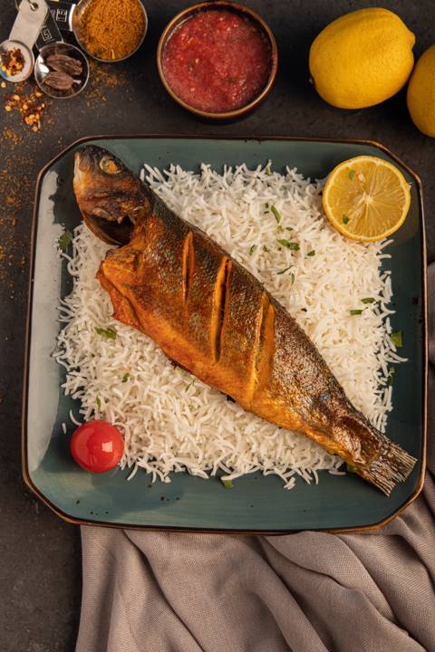سمك سيباس مع أرز