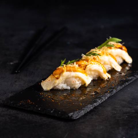 Spicy Hamachi Aburi Sushi