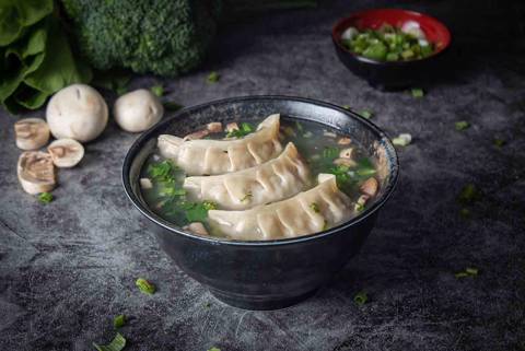 Hot & Sour Vegetable Dumplings Soup