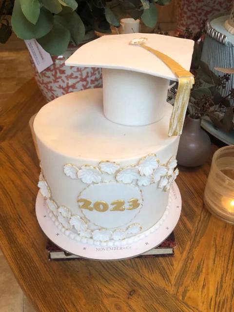 White Graduation Cap Cake